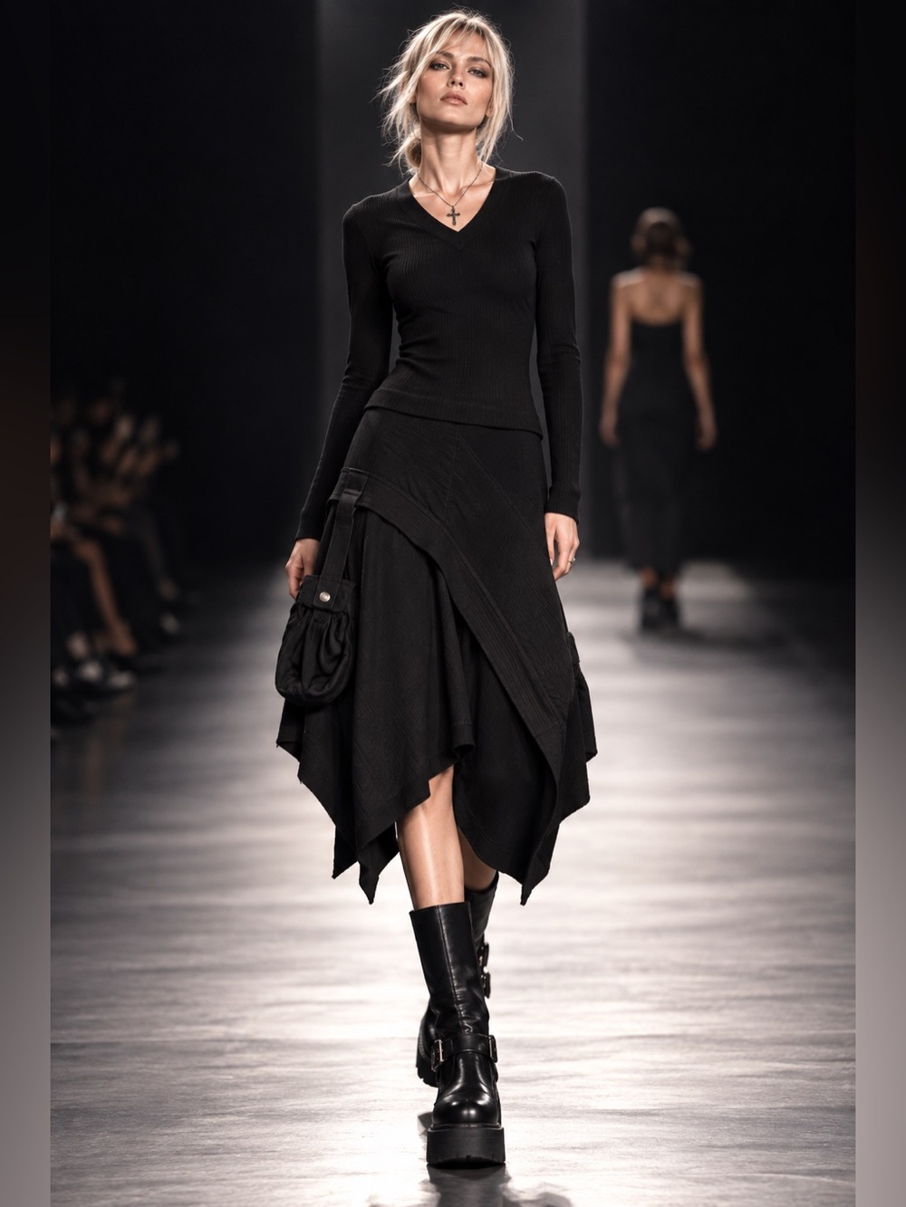 RARE Vintage Avant Garde Asymmetrical Black Dress Dzhavael Couture Punk Gothic
